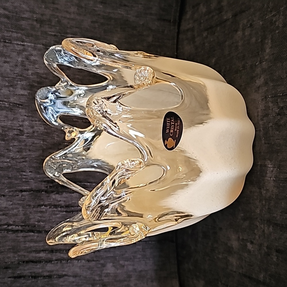 White Cristal Morano style artistic glass, blown glass. Made in Italy